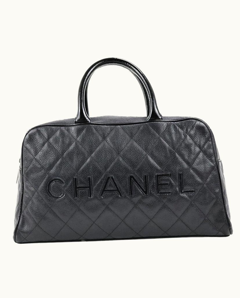 Chanel Chanel Quilted Caviar Leather Bowling Bag Black
