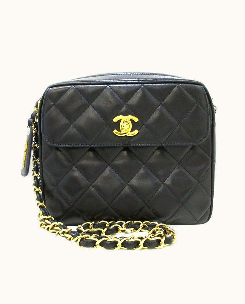 Chanel Chanel Matelassé Shoulder Bag Lambskin Leather Black