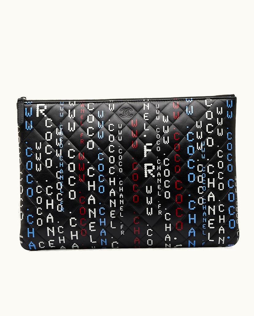 Chanel Chanel Data Center O Case Clutch Bag Leather In Black