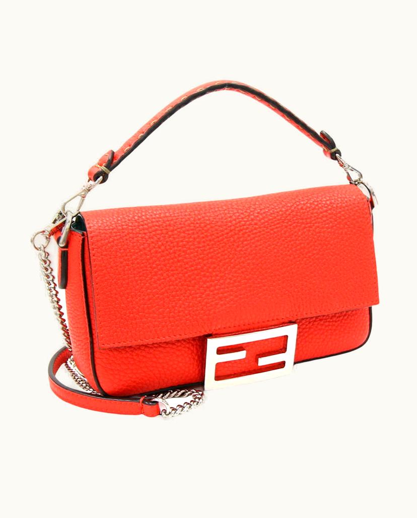 Fendi Fendi Baguette Red Leather Shoulder Bag