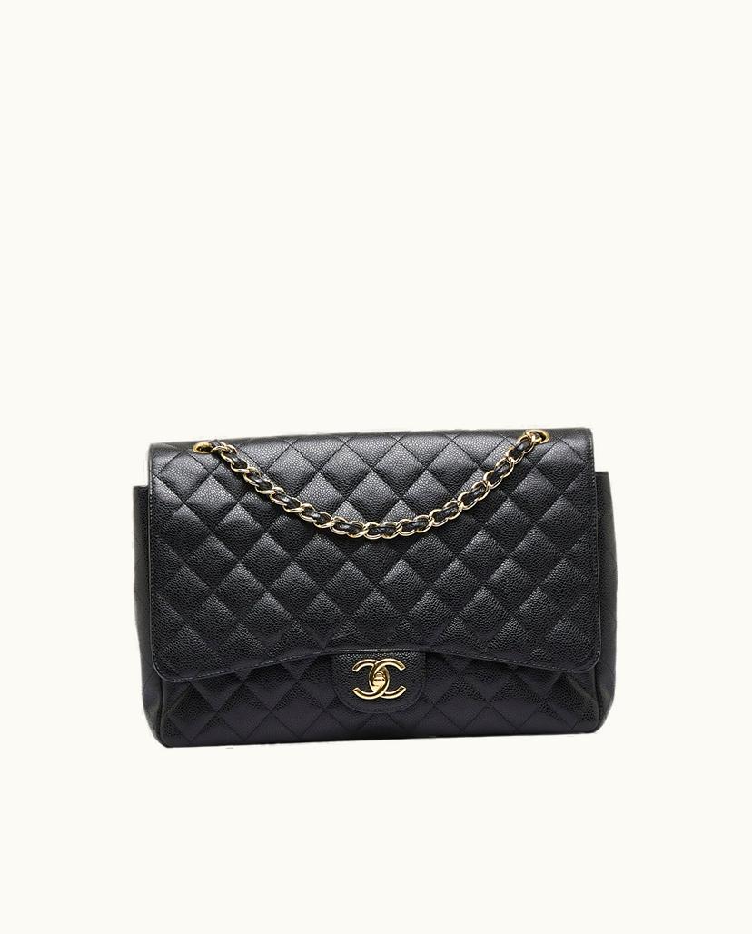 Chanel Chanel Maxi Classic Caviar Double Flap Shoulder Bag Black
