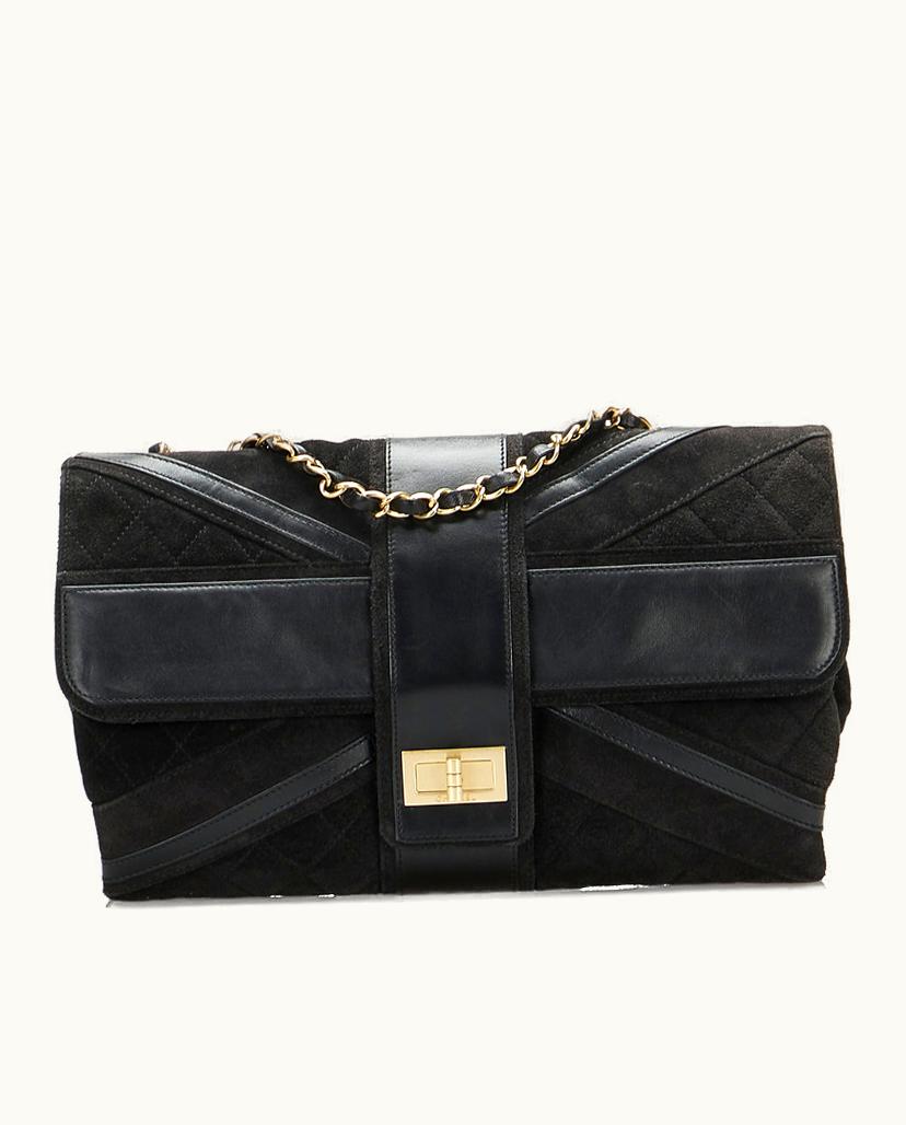 Chanel Chanel Union Jack Flap Reissue Shoulder Bag Suede Leather Black