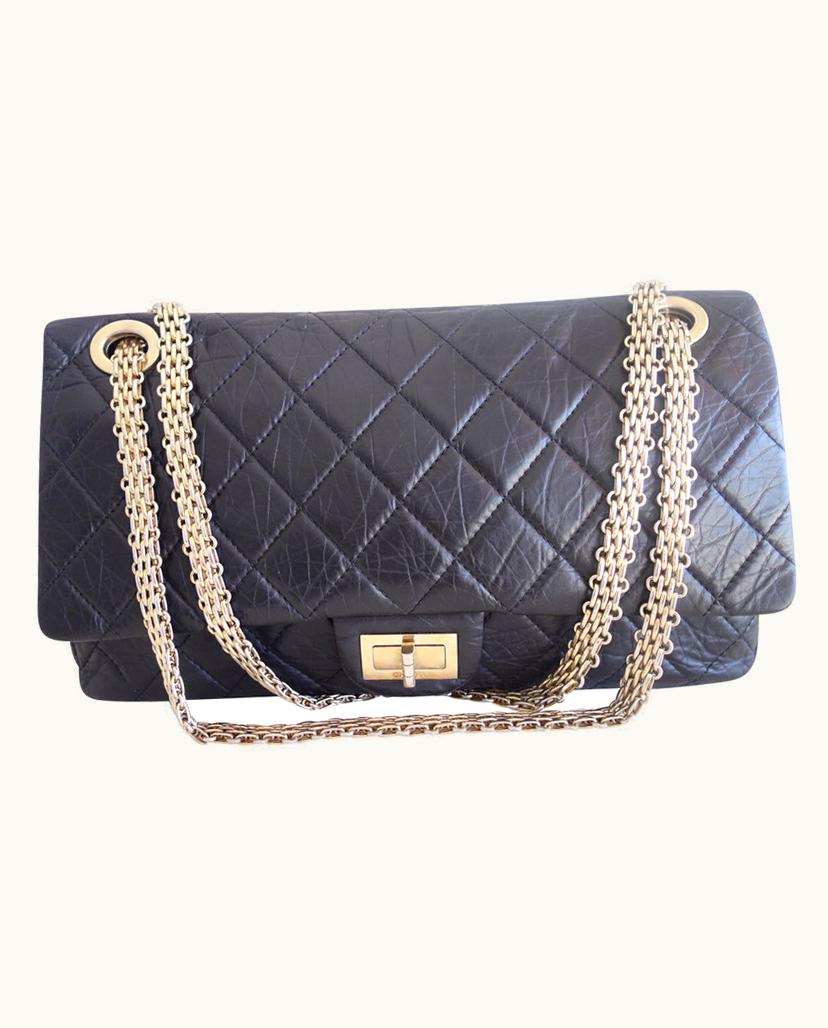 Chanel Chanel 2.55 Maxi Leather Shoulder Bag in Aged Black