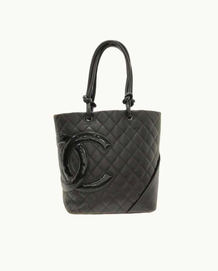 Chanel Chanel Cambon Ligne Tote Bag Leather Medium Brown x Dark Brown