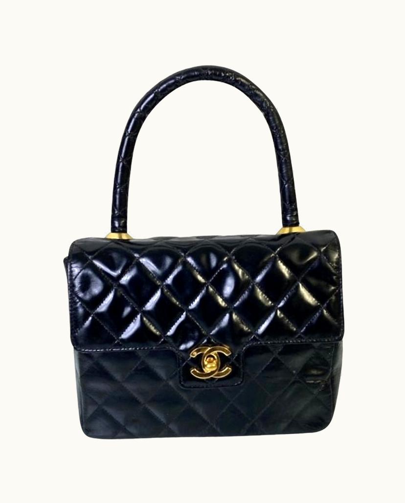 Chanel Chanel Women's Top Handle Flap Bag Patent Leather In Black