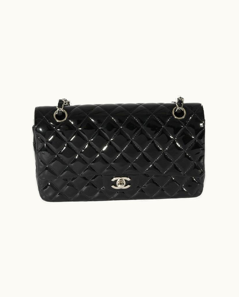 Chanel Chanel Classic Double Flap Shoulder Bag Patent Leather In Black