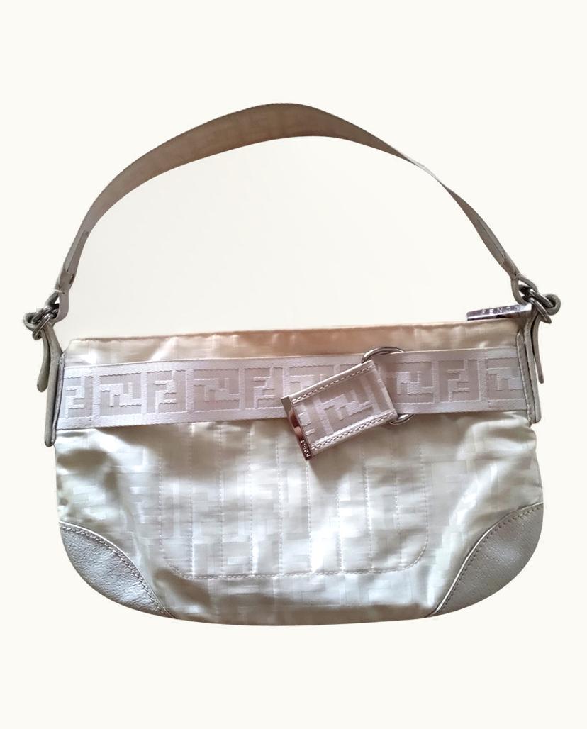 Fendi Fendi Baguette Handbag Canvas In White