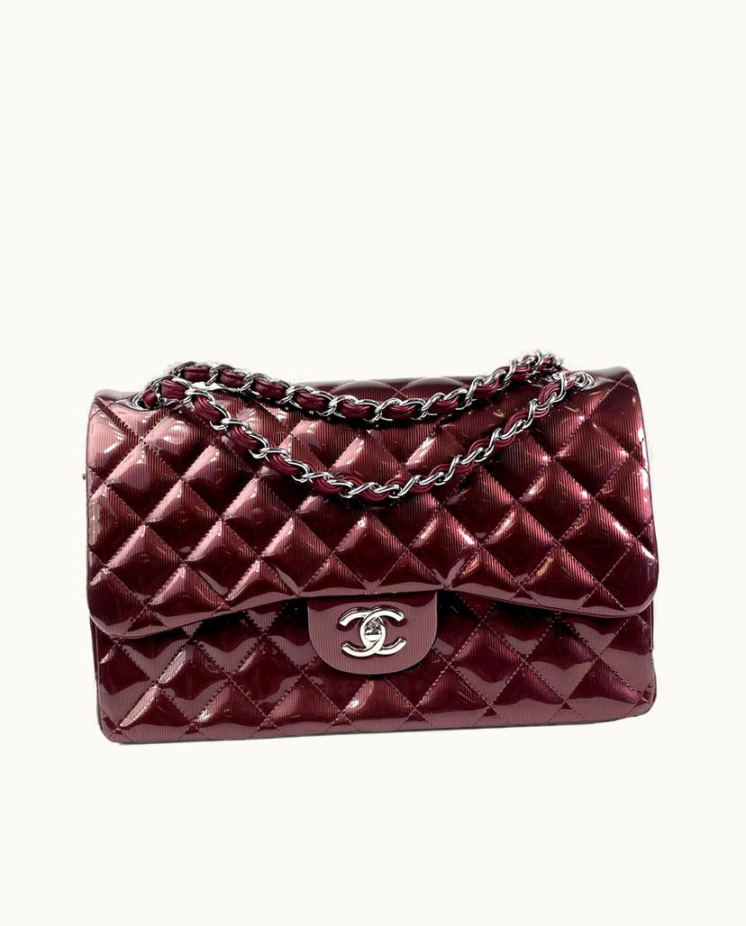 Chanel Chanel Jumbo Classic Patent Double Flap Shoulder Bag Red x Dark Red