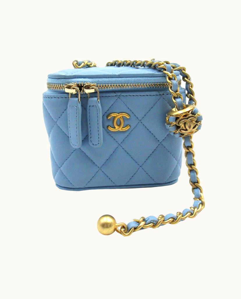 Chanel Chanel Matelasse Vanity Bag Lambskin Leather Blue