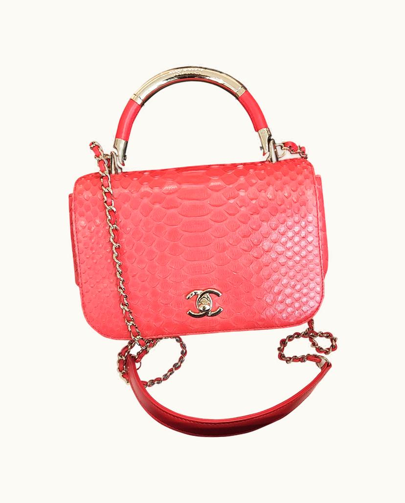 Chanel Chanel Python Bivittatus Leather Flap Bag Light Coral