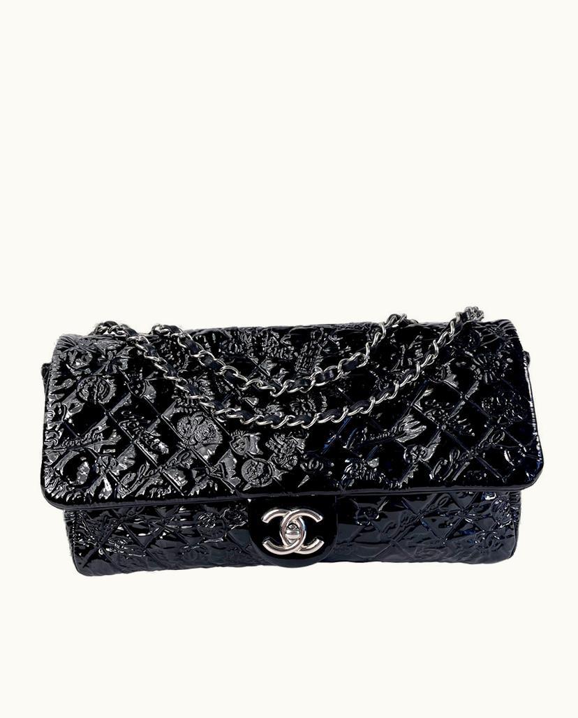 Chanel Chanel Jumbo Lucky Symbols Flap Shoulder Bag Patent Leather in Black