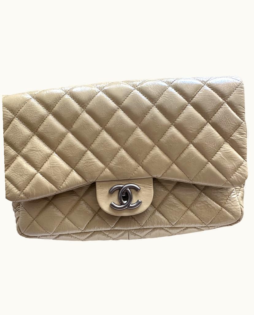 Chanel Chanel Women's Flap Bag Patent Leather In Beige