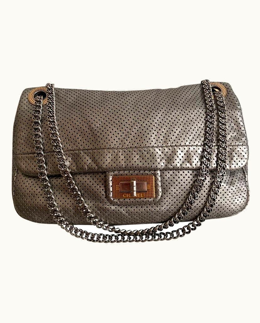 Chanel Chanel Classic Silver Leather Shoulder Bag