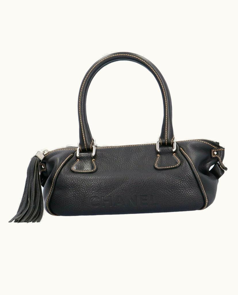 Chanel Chanel Tassel Women's Handbag Leather In Black