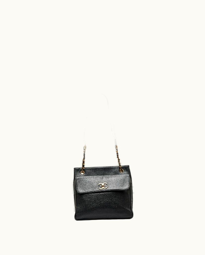 Chanel Chanel Coco Mark Shoulder Bag Leather In Black