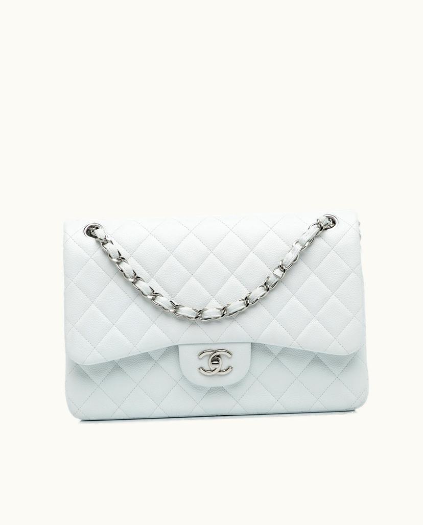 Chanel Chanel Jumbo Classic Caviar Double Flap Shoulder Bag White