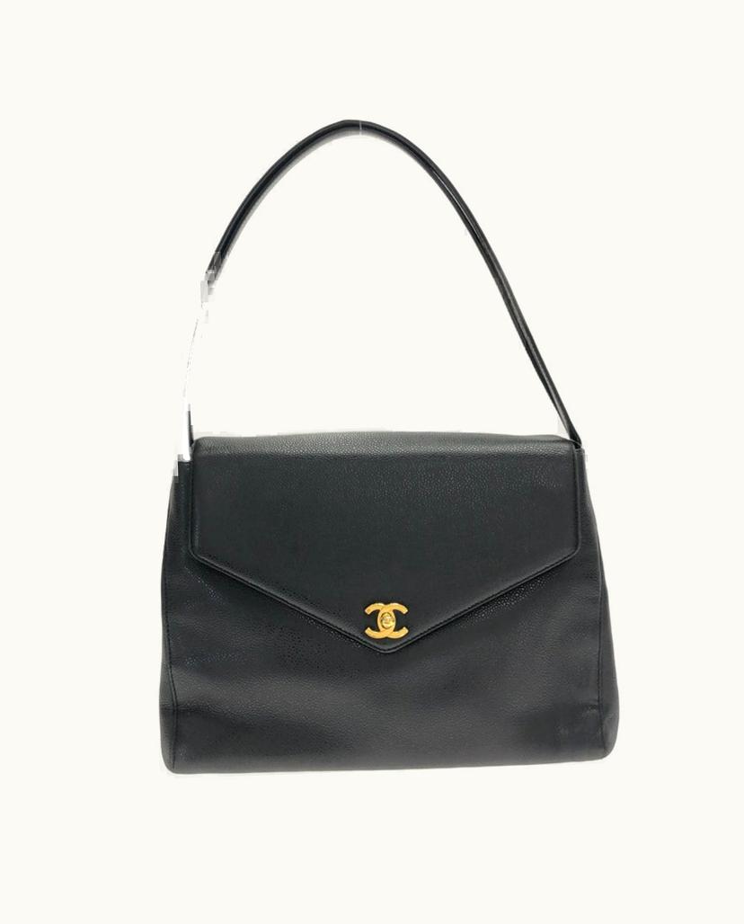 Chanel Chanel Coco Mark Shoulder Bag Black Leather