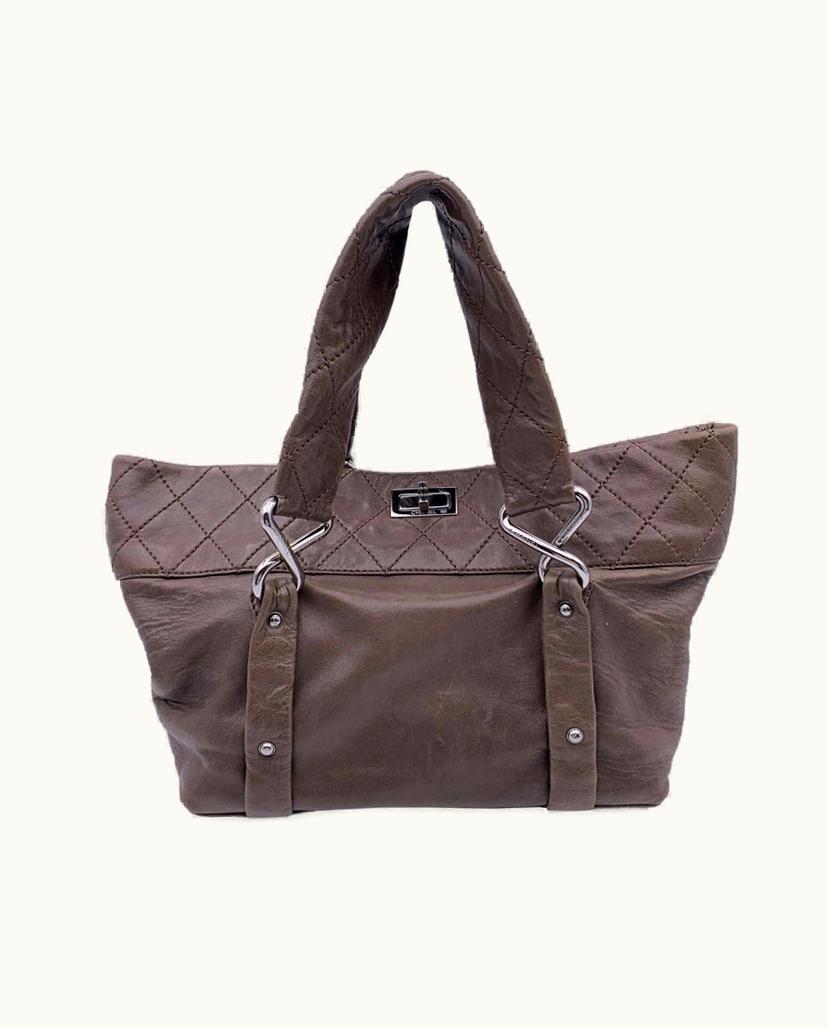 Chanel Chanel Classic Tote Bag Cloth Metallic Straps Solid