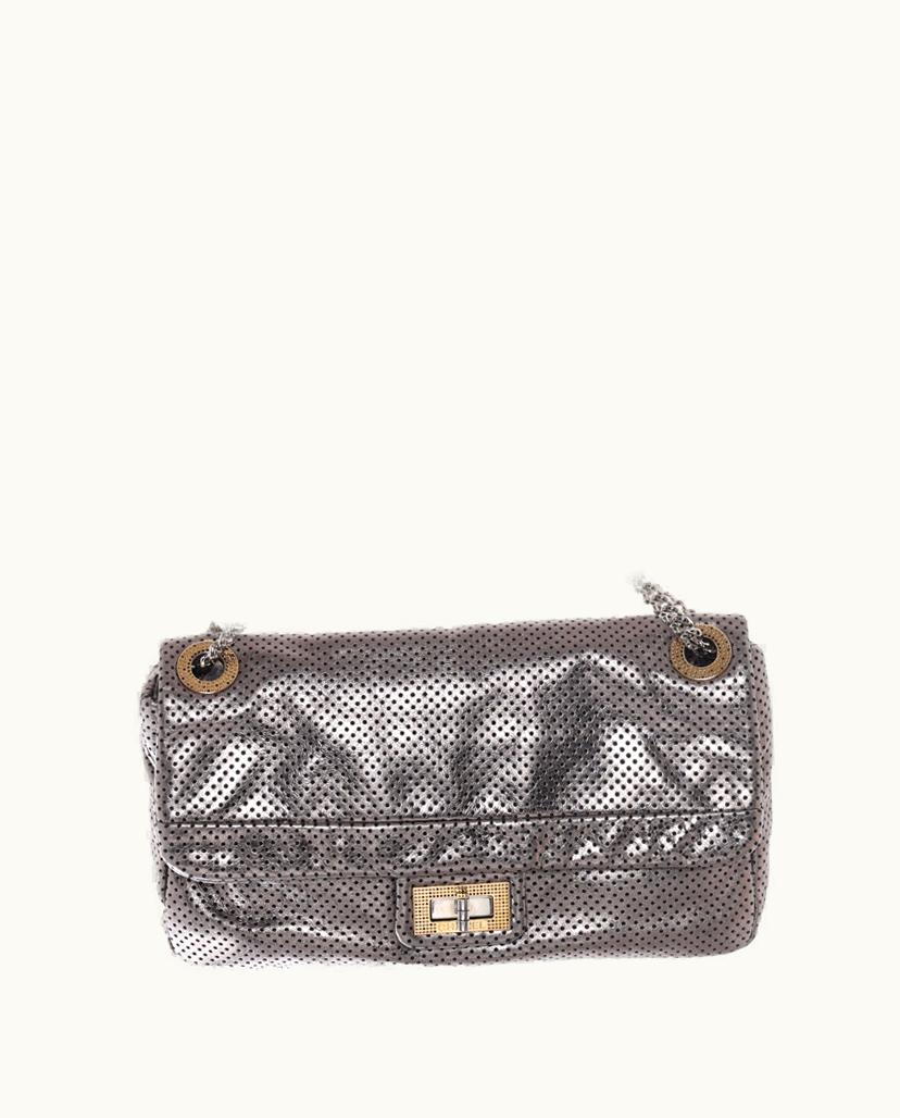 Chanel Chanel 2.55 Lace Pattern Leather Handbag Silver