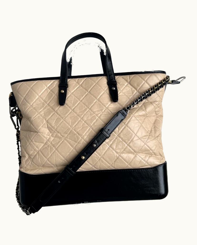 Chanel Chanel Gabrielle Bag Women's Beige & Black Leather