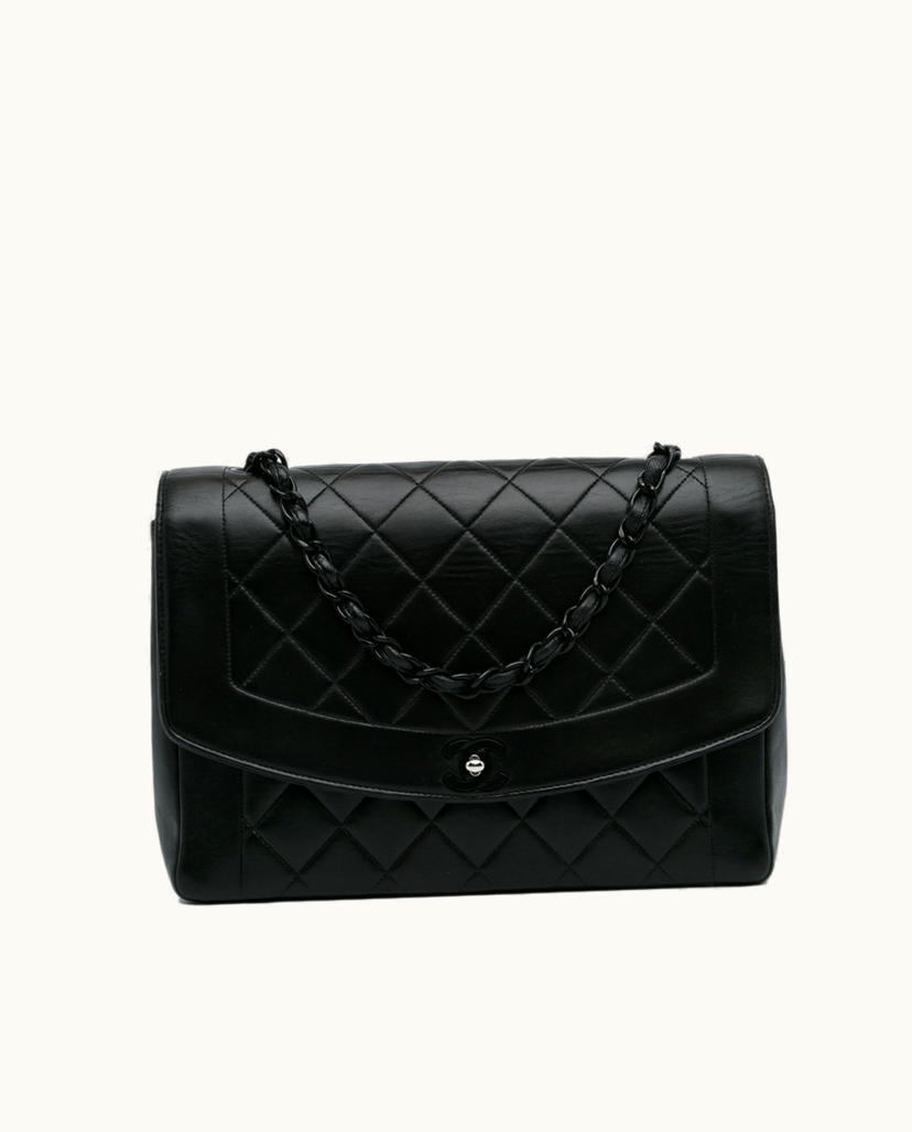 Chanel Chanel Diana Crossbody Bag Lambskin Leather Black