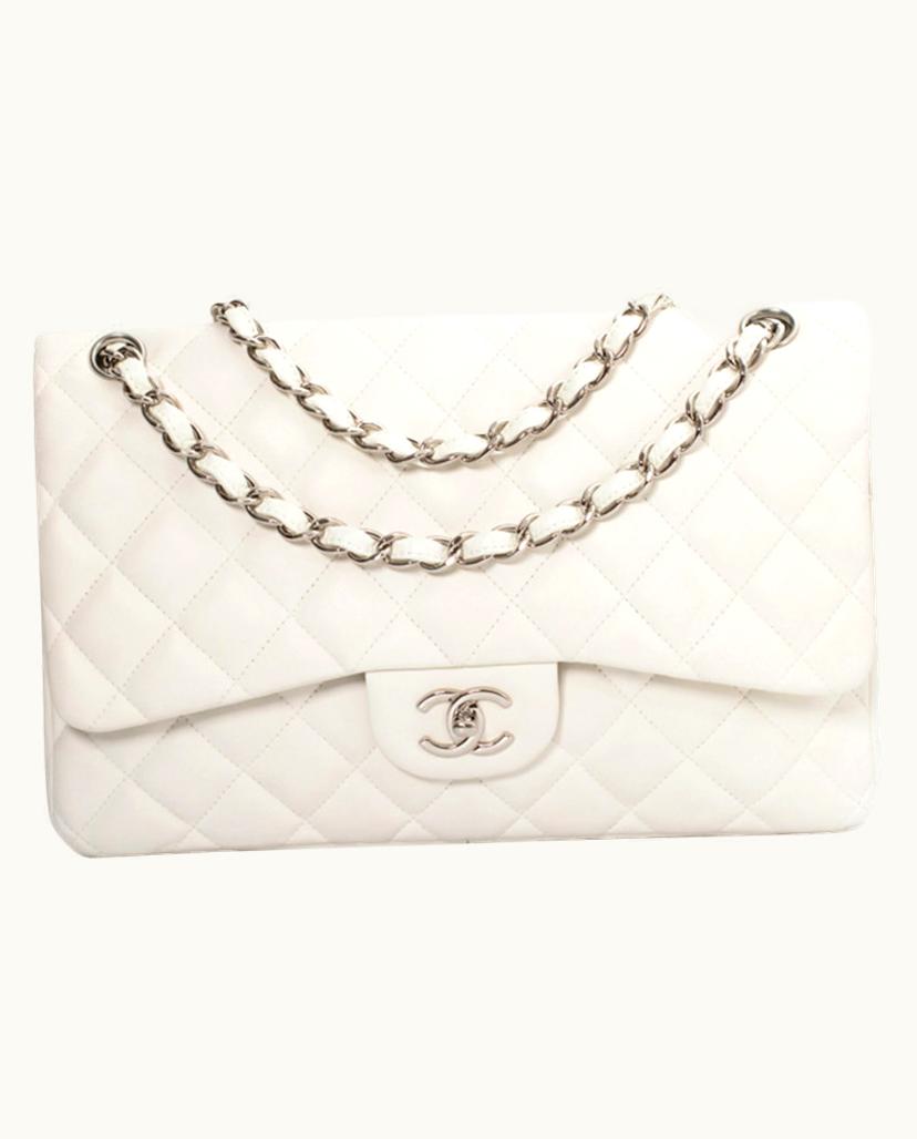Chanel Chanel Timeless/Classique Flap Bag White Leather Silver Hardware