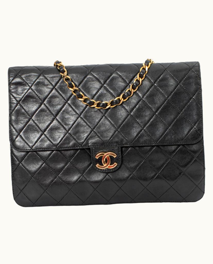 Chanel CHANEL Timeless Women's Flap Bag Leather In Black & Burgundy