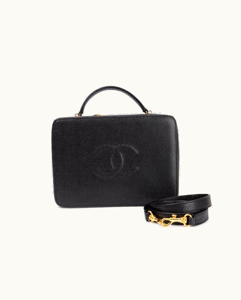 Chanel CHANEL Caviar Vanity Case Luxury Leather Black