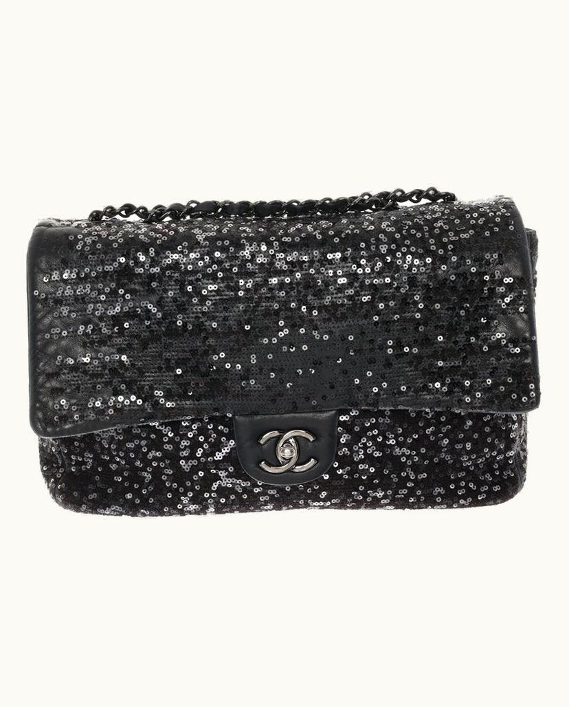 Chanel Chanel Sequin Trim Flap Bag Black