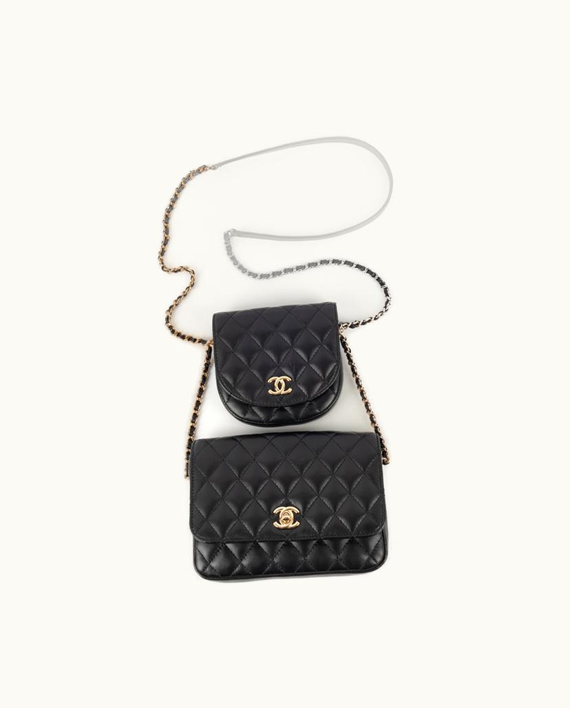 Chanel Chanel Sac Pochette Black Lambskin Handbag