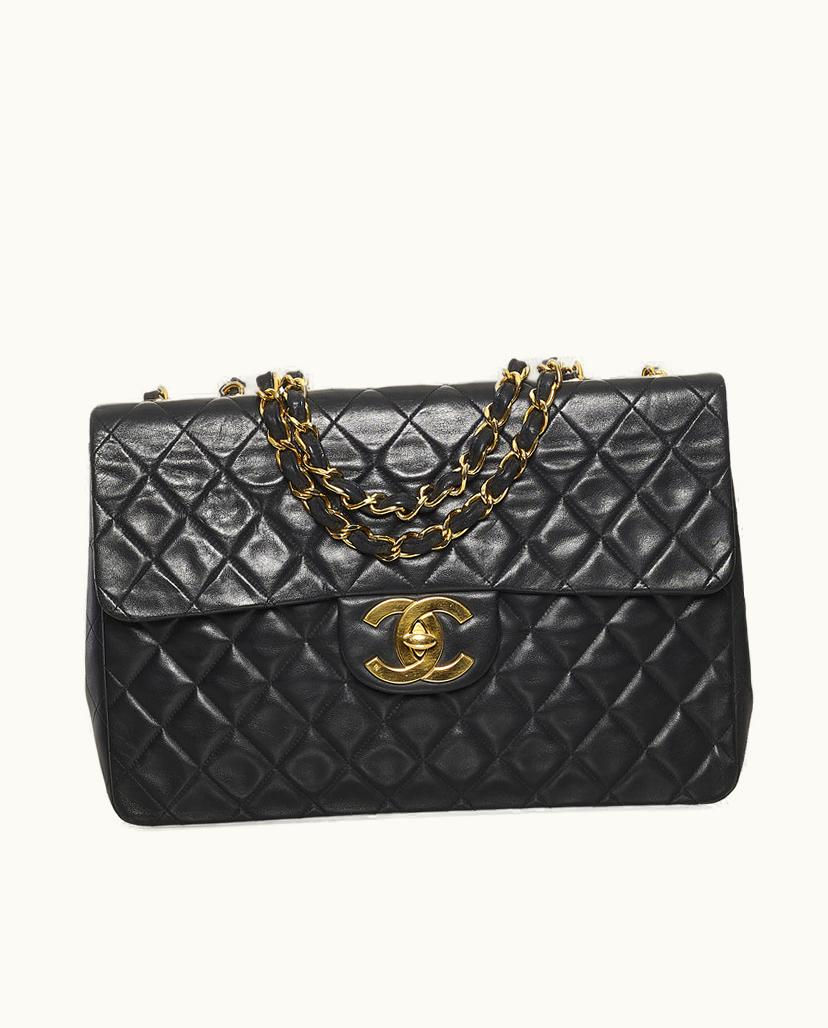 Chanel Chanel Maxi Classic Lambskin Single Flap Shoulder Bag Black