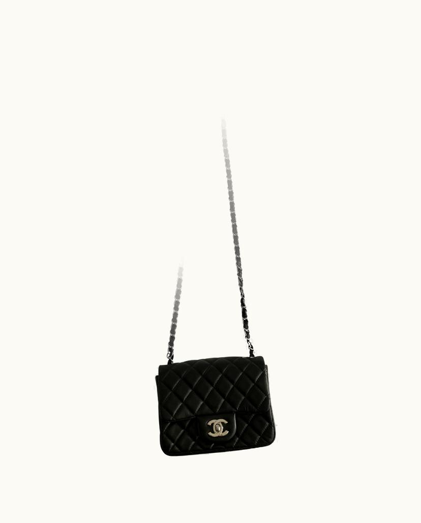 Chanel Chanel Classic Mini Bag Lambskin Silver Black