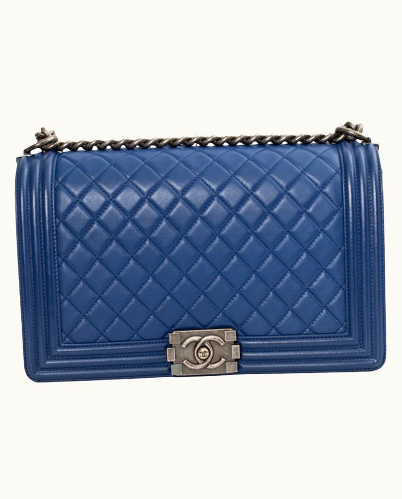 Chanel Chanel Boy Bag Leather Blue Silver