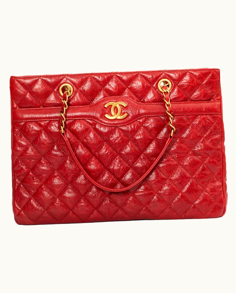 Chanel Chanel Grand Shopping Women's Handbag Leather Red