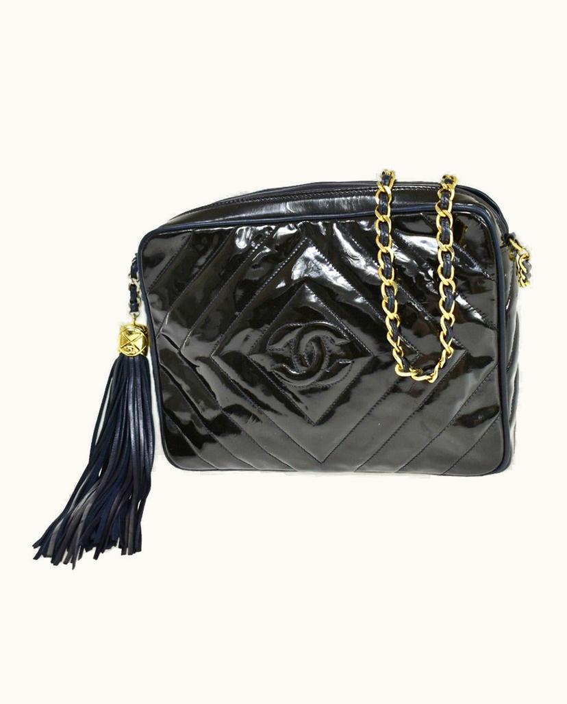 Chanel Chanel Women's Camera Bag Patent Leather In Blue