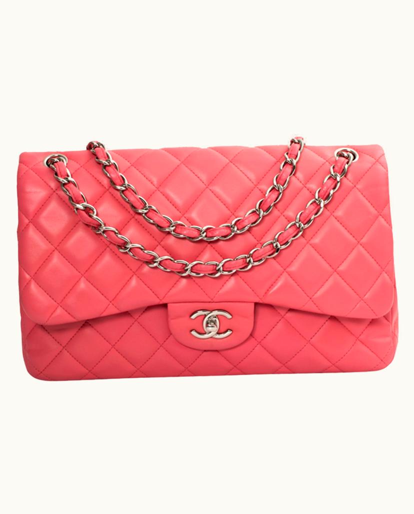 Chanel Chanel Timeless Women's Flap Bag Leather Pink Silver