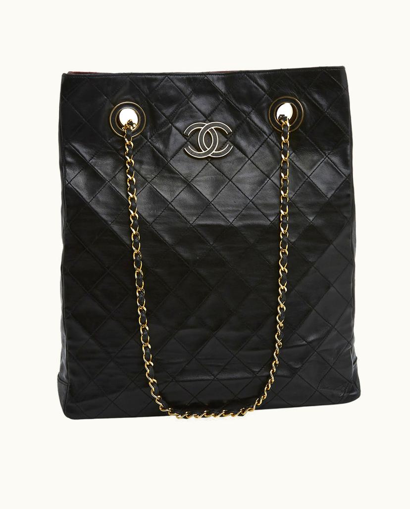 Chanel Chanel 1985 Haute Couture Leather Shoulder Bag Black
