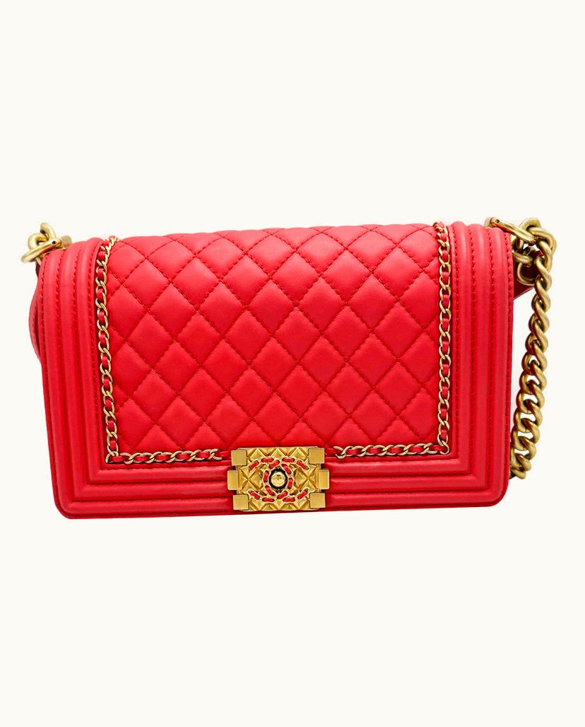 Chanel Chanel Boy Small Leather Bag Red