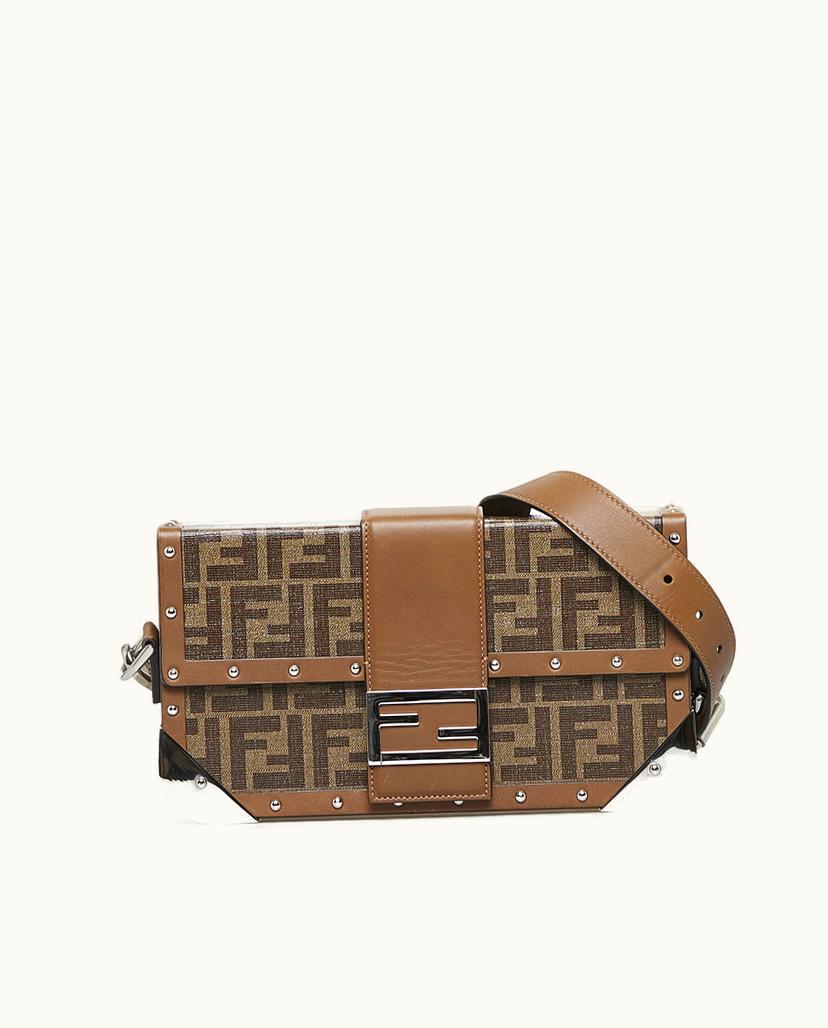 Fendi Fendi Zucca Baguette Trunk Crossbody Bag Brown