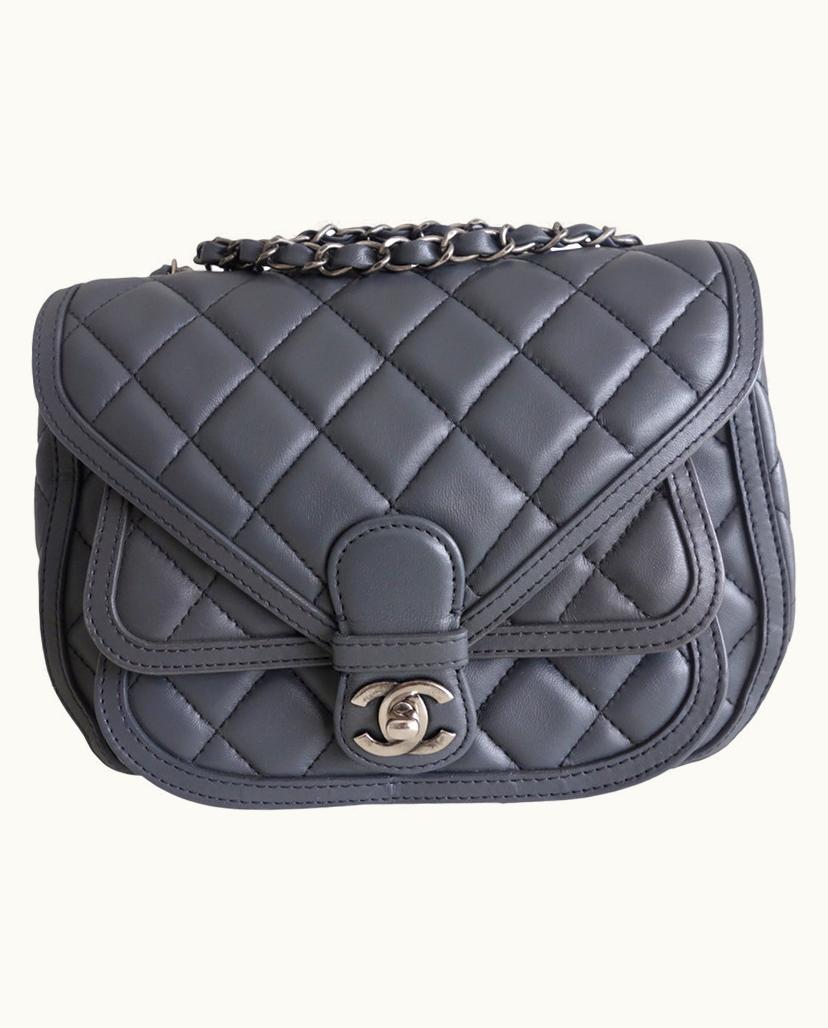 Chanel Chanel Classic Medium Bag Shoulder Crossbody Leather Gray