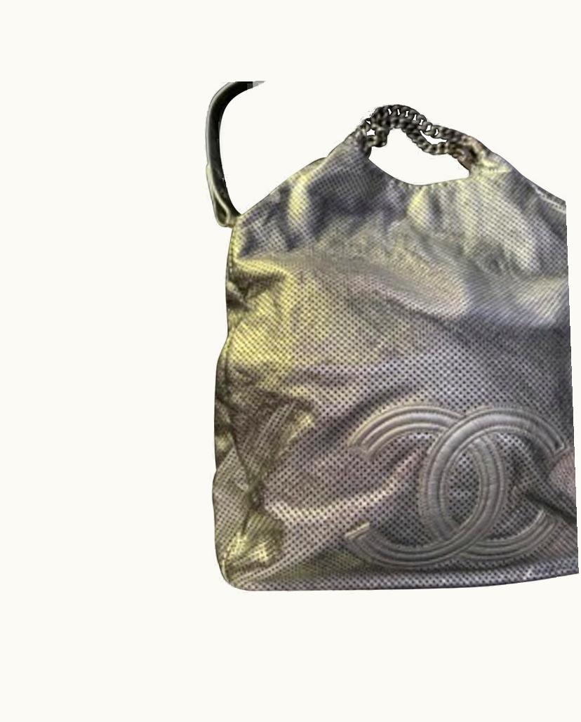 Chanel Chanel Women's Rodeo Drive Hobo Leather In Silvery