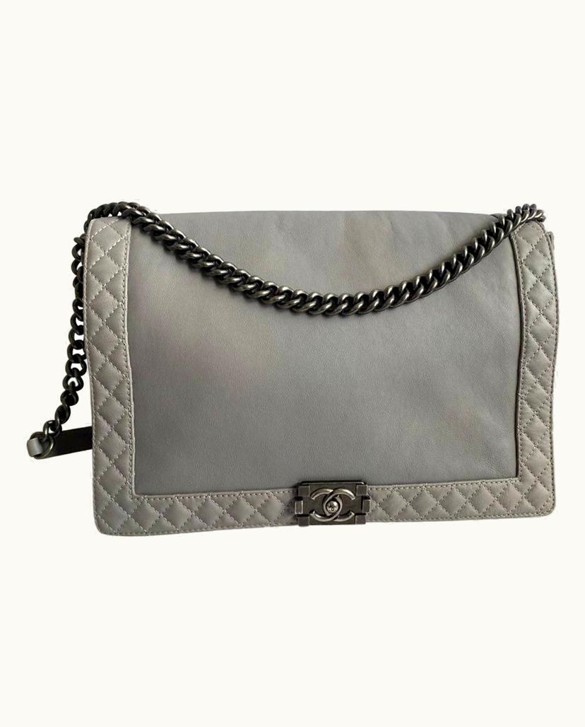 Chanel Chanel Boy Bag Large Leather In Gray