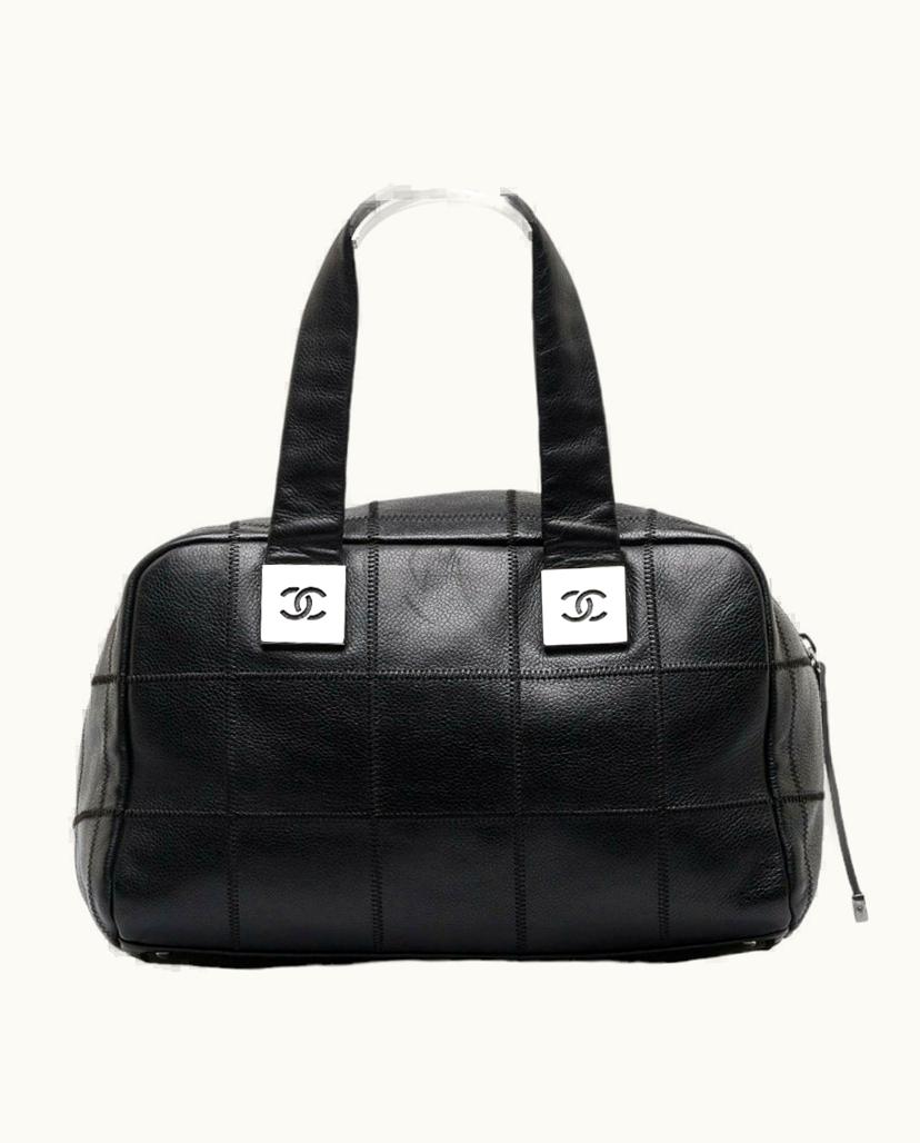 Chanel Chanel Chocolate Bar Tote Bag Leather In Black