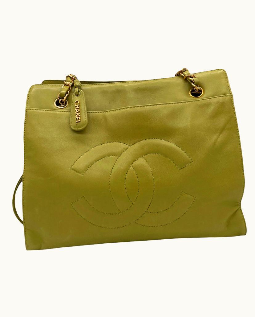 Chanel Chanel Vintage Apple Green Leather Shopping Tote