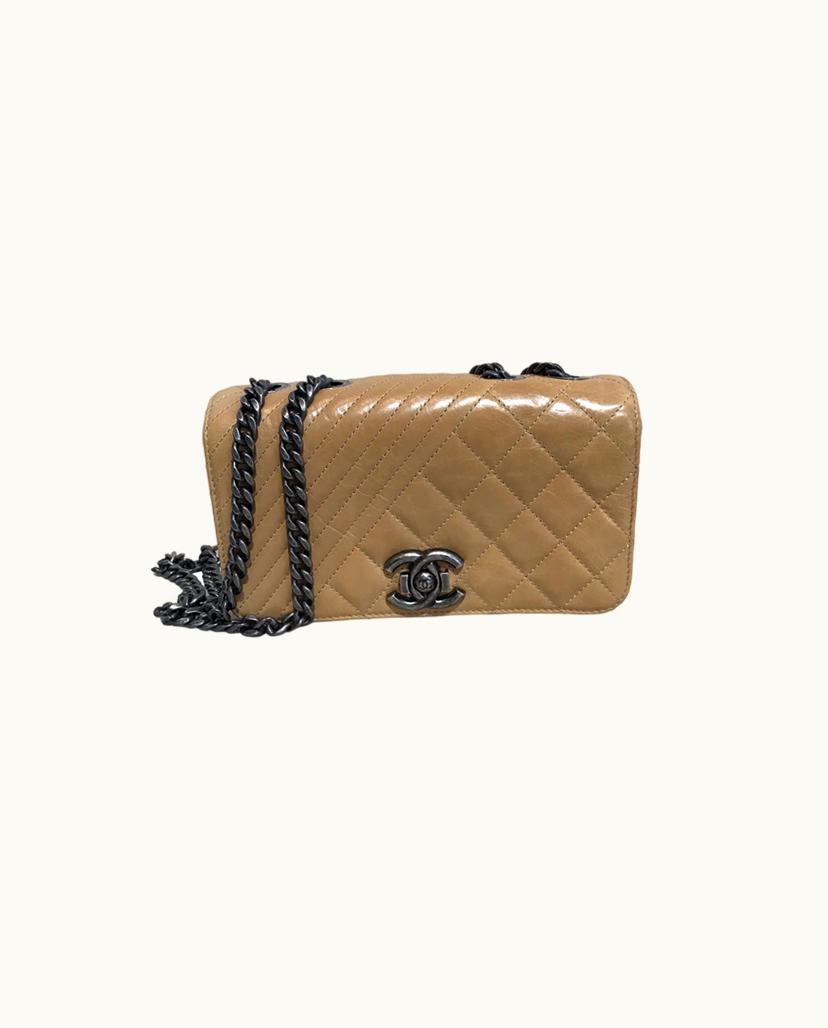 Chanel Chanel Boy Bag Chevron Quilted Leather Shoulder Bag Beige