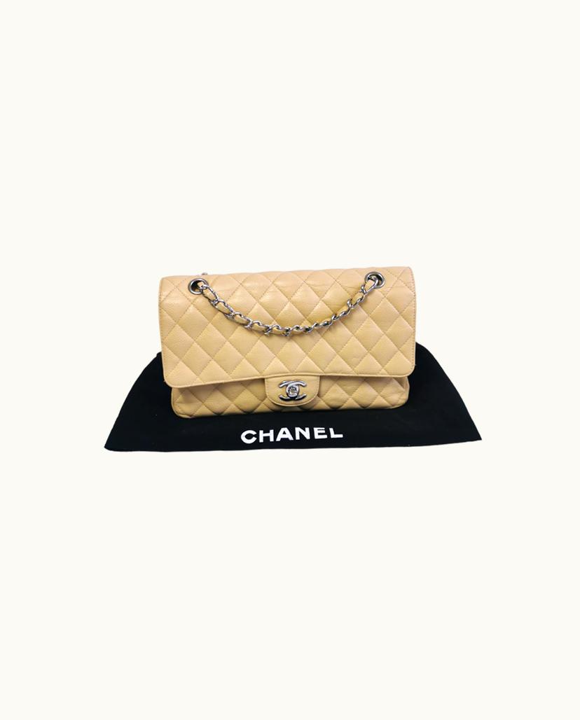 Chanel Chanel CC Castle Double Flap Bag Caviar Beige
