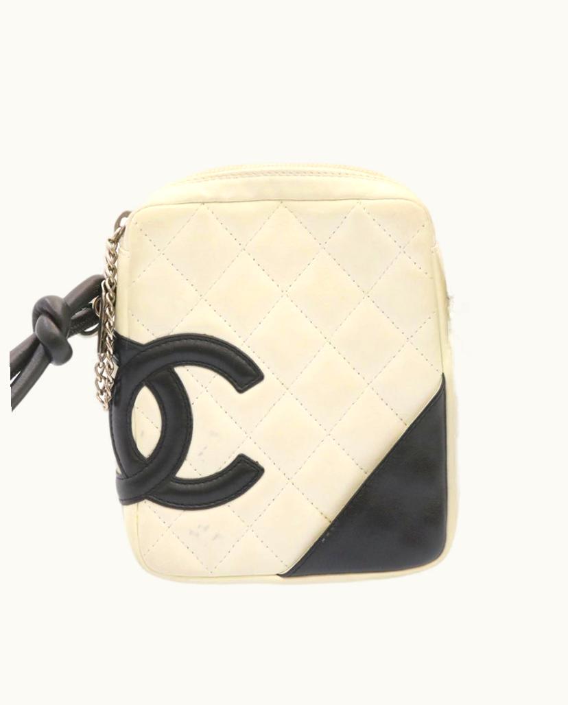 Chanel Chanel Cambon Women's Handbag Leather Black-White