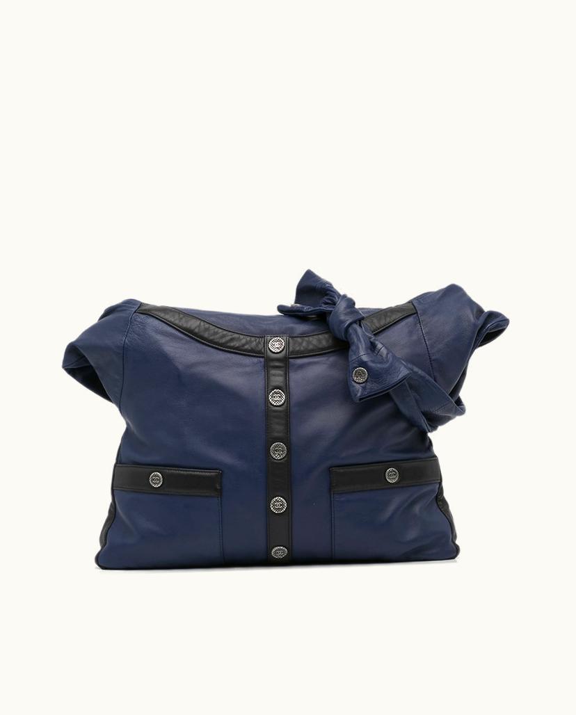 Chanel Chanel Girl Crossbody Bag Lambskin Leather Blue x Navy