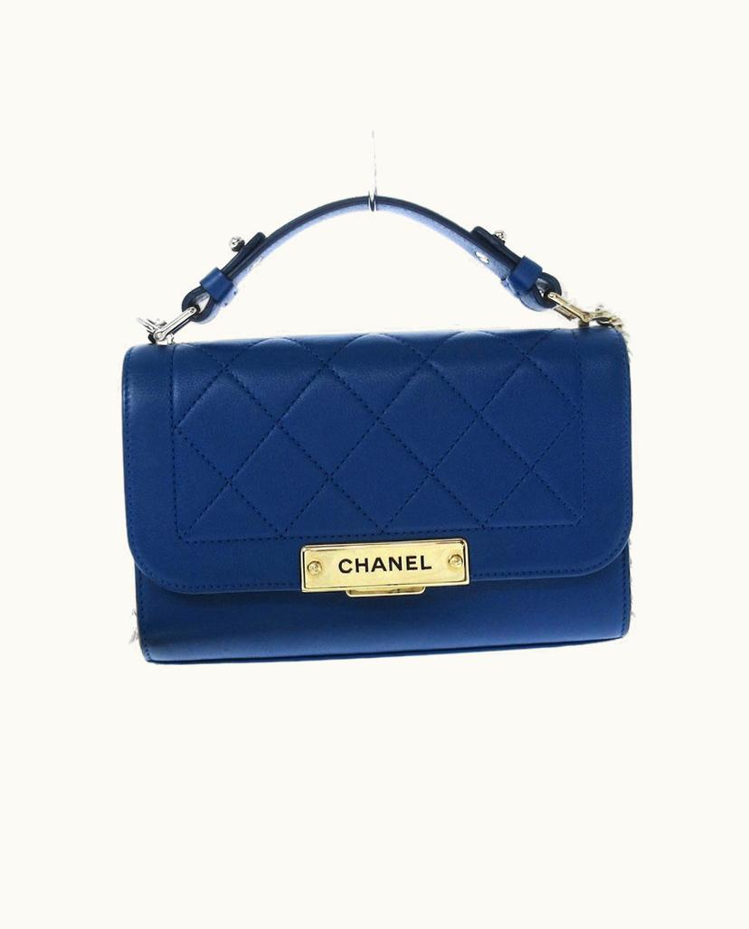 Chanel Chanel Click Label Shoulder Bag Leather In Blue