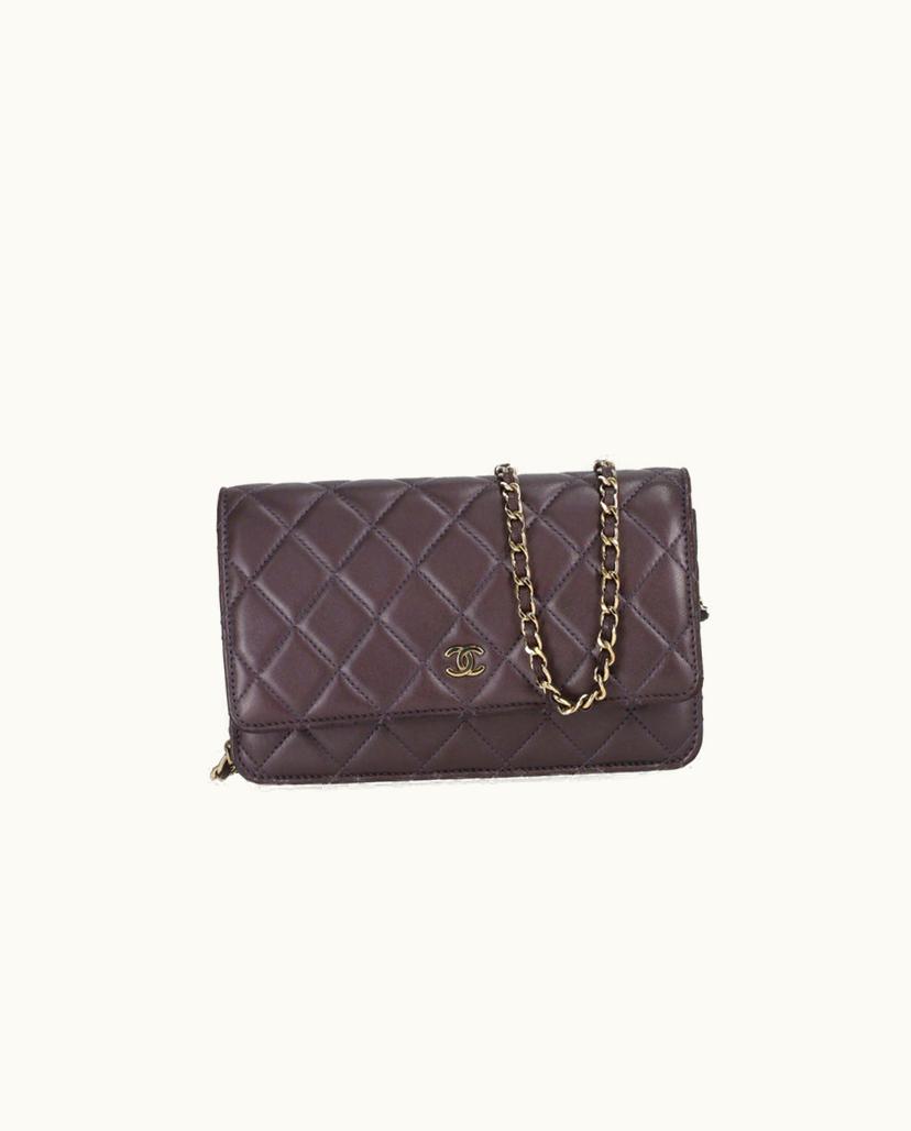 Chanel Chanel Quilted Wallet on Chain Vintage Leather Purple